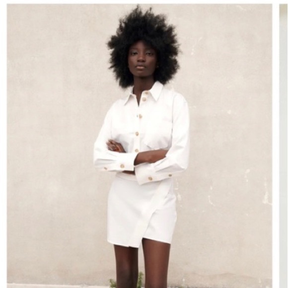 Zara mini shirt dress size XS oyster white color - Picture 3 of 7